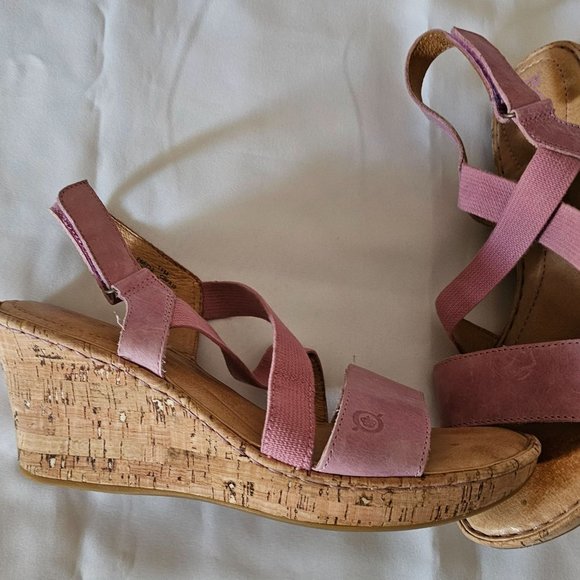 BORN Women's HYURO Strappy Cork Wedge Sandals, Pink Size 11M - Picture 5 of 11